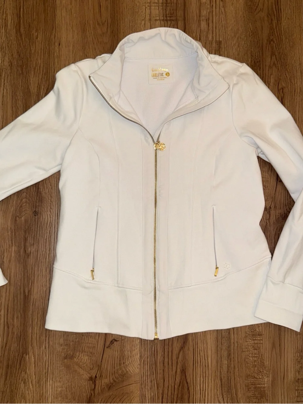 lilly pulitzer jacket womens small white luxletic al fresco full zip lightweight